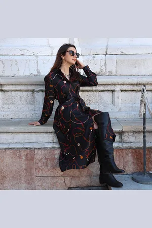 Lilysilk Vestito Di Seta Donna Louisville Stampa Abito Trench, Laccetti In Vita Seta Di Gelso Confortevole E Amichevole Per Le Persone Allergiche S