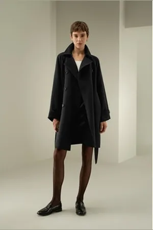 Lilysilk Cappotto Il Colletto Antiventotwill Di Seta E Lana 45Mm Twill Di Seta E Lana 45Mm Adatto Per Varie Occasioni Xs