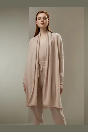 Lilysilk Cardigan Donna Aperto Con Collettodesign Senza Bottoni100% Cachemire 100% Cachemire Vestibilità Regolare Leggero E Traspirante Rosato L
