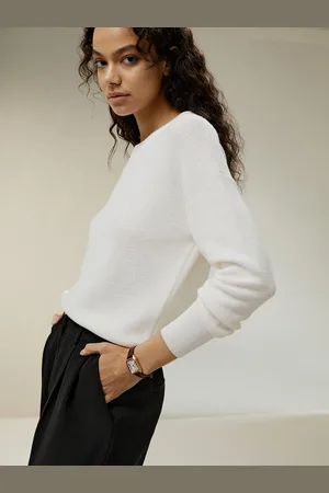 Lilysilk Maglione Di Lana Girocollo, Spalle Scese Lana Merino Ultra Fine Vestibilità Casual Per Una Giornata Fuori Casa M
