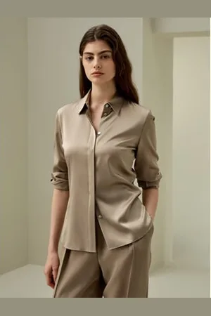 Lilysilk Camicetta In Seta Abbottonatura Nascostaseta Di Alta Qualità Seta Di Alta Qualità Ipoallergenico Vestibilità Slim Cammello S