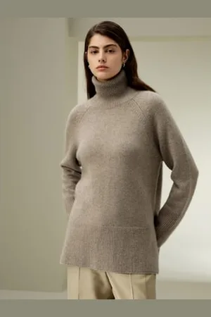 Lilysilk Maglione Leggero Collo Alto100% Cachemire Non Tinto 100% Cachemire Non Tinto Unisce Stile E Comfort Di Facile Manutenzione Caffè Xs