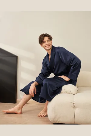 Lilysilk Uomini Kimono Seta Scuro 100 Pura Seta Pacchetto Regalo Drappeggia Bene Maniche Lunghe Comodo Xs