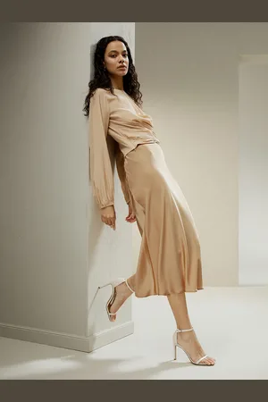 Lilysilk Camicia Di Seta Donna Oro Pallido Maniche A Sbuffo Con Polsini Stretti Pieghe E Tagli Spettacolari Casual E Professionale 44