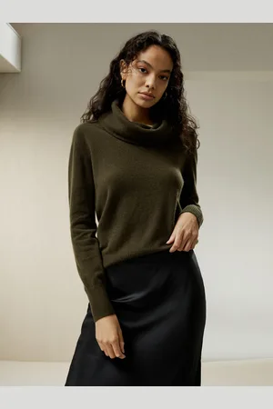 Lilysilk Maglioni Cashmere Safari Dolcevita Con Cappuccio, Maniche A Costine 100% Cashmere Morbido Sulla Pelle E Traspirante S