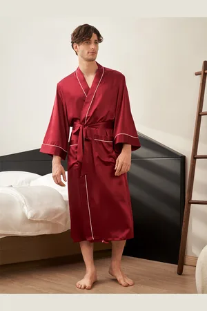 Lilysilk Uomini Vestaglia Di Seta 100 Pura Seta Pacchetto Regalo Morbida Manica Centrale Aiuto Per Il Sonno Xs