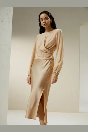 Lilysilk Camicie Seta Donna Oro Pallido Pieghe E Tagli In Vita Pieghe E Tagli Spettacolari Per Molte Occasioni 38