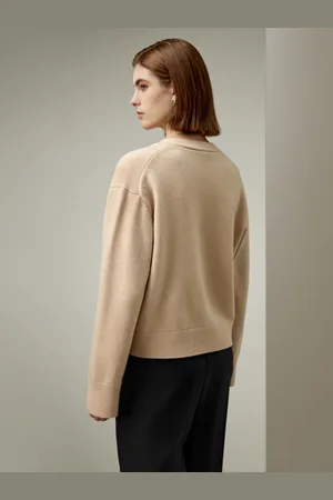 Lilysilk Cardigan Tasche Frontalilussuosa Miscela Di Lana Lussuosa Miscela Di Lana Design Semplice Per Le Persone Allergiche M