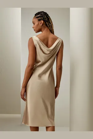 Lilysilk Abito Seta Bronzo Lunghezza Sotto Il Ginocchio 100% Seta Pura Incredibilmente Morbido E Confortevole Al Tatto 46