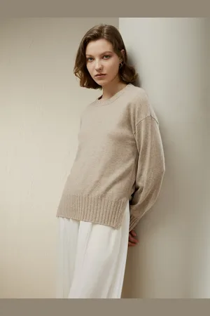 Lilysilk Maglieria Cashmere Donna Spalle Scese, Polsini E Orlo A Costine 100% Cashmere Morbido Sulla Pelle E Traspirante M