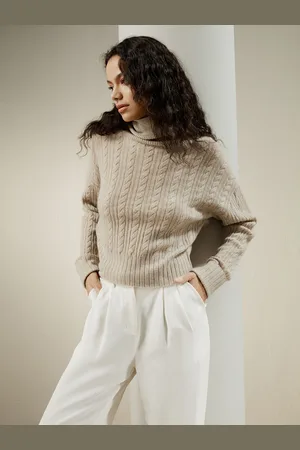 Lilysilk Maglioni Cashmere Donna Spalle Scese, Maglia A Cavi 100% Cashmere Morbido Contro La Pelle E Traspirante L