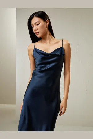 Lilysilk Vestiti In Seta Eleganti -Marino Spalline Regolabili 100% Seta Pura Privi Di Sostanze Chimiche Nocive 40