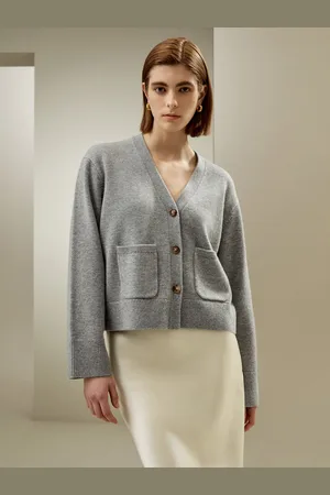 Lilysilk Cardigan Donna Orli A Costelussuosa Miscela Di Lana Lussuosa Miscela Di Lana Ecologico E Non Tossico Dura Più A Lungo Ed Grigio Misto Xl
