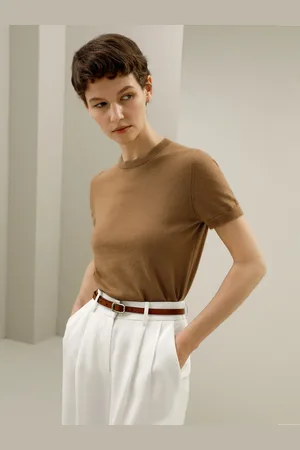 Lilysilk Maglioni In Cashmere Vestibilità Regolare 48S Cashmere Yearn Count Semplice Ma Raffinato Marrone Scuro S