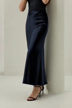 Lilysilk Gonna Midi Seta Vita Con Fascia Elasticacharmeuse Di Seta Premium Charmeuse Di Seta Premium Corte Slim Fit Notte 42