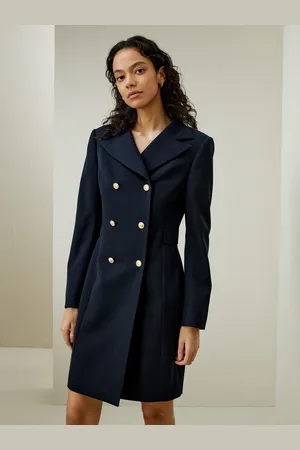 Lilysilk Cappotto Donna Tessuto Twill Di Lana Pettinata 16Mm Raso Jacquard Elegante E Raffinata Scuro 38