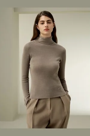 Lilysilk Maglione In Donna Collo Altolussuoso Tessuto Di Seta Lussuoso Tessuto Di Seta Comodo E Amichevole Leggermente Elastica Marrone L