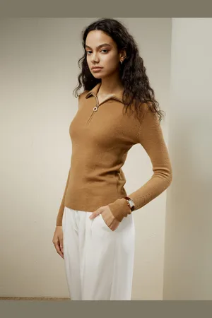 Lilysilk Maglione Di Lana Donna Cammello Pezzo Facile Da Abbinare 100% Lana Merino Sensazione Di Morbidezza Lussuosa E Silhouette Sartoriale M
