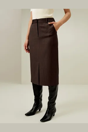 Lilysilk Gonne Di Seta Gonna A Matita A Vita Alta100% Pura Seta 100% Pura Seta Maturo E Intellettuale Di Facile Manutenzione Caffè Scuro 42