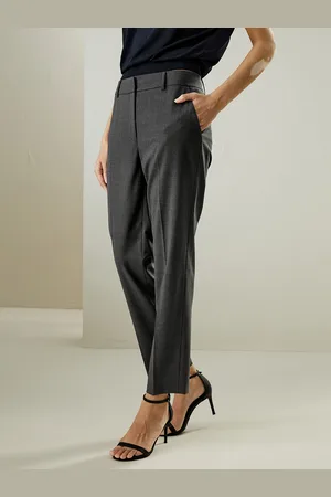 Lilysilk Pantaloni In Seta Donna Pantaloni Corti 100% Lana Merino Italiana Temperatura Regolabile Grigio Scuro 48