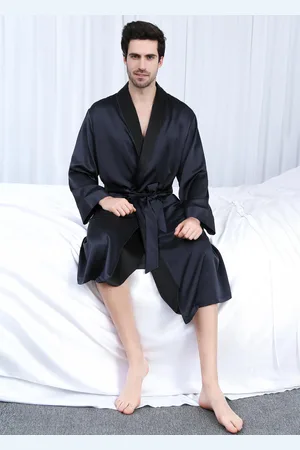 Lilysilk Kimono Seta Donna Uomini Scuro Seta Oeko-Tex Standard 100 Super Morbido Maniche Lunghe Certificazione Internazionale M