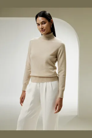 Lilysilk Maglia Cashmere Donna Greggio Strato Base, Taglio Regolare 100% Cashmere Morbido Sulla Pelle E Traspirante S
