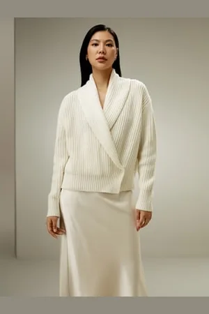Lilysilk Cardigan In Maglia Collo A Sciallelana E Cashmere Lana E Cashmere Morbidezza E Accoglienza Leggermente Elastica L