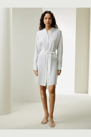 Lilysilk Abiti Da Sposa In Seta Abito A Camicia In Seta Charmeuse Di Seta Femminile E Rinfrescante Gessato Scuro Xxs