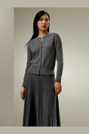 Lilysilk Cardigan Donna Personalizzabilecashmere Cashmere Stile Moderno E Femminilità Classica Semplice Ma Raffinato Grigio Medio Xl
