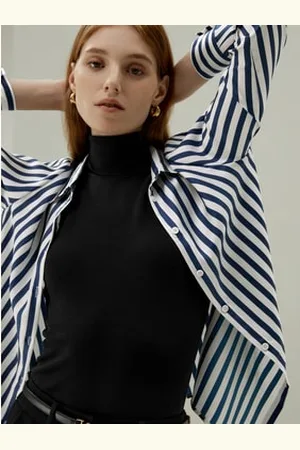 Lilysilk Camicie Donne Eleganti Seta Lisciaseta Premium Seta Premium Disponibile In Taglia Piccola Gessati -Bianchi Petite Xs