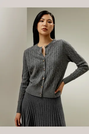 Lilysilk Cardigan In Cashmere Orlo A Costine100% Baby Cashmere 100% Baby Cashmere Naturalmente Antibatterico Vestibilità Regolare Grigio Medio L