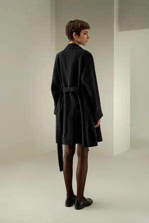 Lilysilk Cappotti Da Donna Maniche A Gusciotessuto Fine Seta-Lana 45Mm Tessuto Fine Seta-Lana 45Mm Cappotto A Doppio Petto S