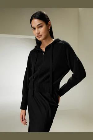 Lilysilk Maglioni Lana Donna Modello Con Cappuccio, Polsini Alti A Coste Lana E Cashmere Delicato Sulla Pelle E Traspirante M