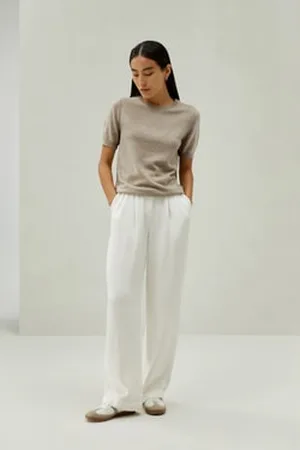 Lilysilk Top In Maglia Semplice Design A Girocollobaby Cashmere Puro Baby Cashmere Puro Design A Girocollo Cammello L