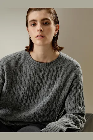 Lilysilk Maglieria Cashmere Classico Design100% Cashmere 100% Cashmere Comfort Ineguagliabile Semplice Ma Raffinato Grigio Medio Xs