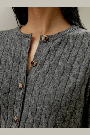 Lilysilk Cardigan Girocollotenere Caldo100% Baby Cashmere 100% Baby Cashmere Vestibilità Regolare Leggermente Elastica Grigio Medio S