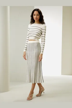 Lilysilk Gonna Lunga Di Seta Lunghezza Sopra Il Ginocchio Pura Seta Morbido, Traspirante E Delicato Sulla Pelle Con Strisce M