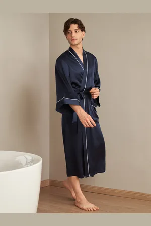 Lilysilk Vestaglia Donna Seta Uomini Scuro Seta Charmeuse Allegri E Traspiranti Ipoallergenico Scollo A V Liscia Xl