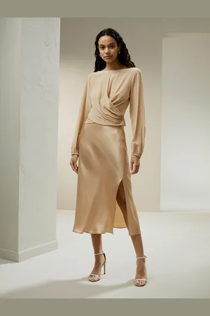 Lilysilk Camicie Donne Eleganti Seta Oro Pallido Pieghe E Tagli In Vita Pieghe E Tagli Spettacolari Entrambi Morbidi Ed Elastici 46