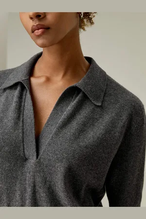 Lilysilk Maglioni Donne Scollo A Vmaniche Cortefiniture A Costebaby Cashmere Baby Cashmere Rimanendo Traspirante Sito Ufficiale Grigio Medio S
