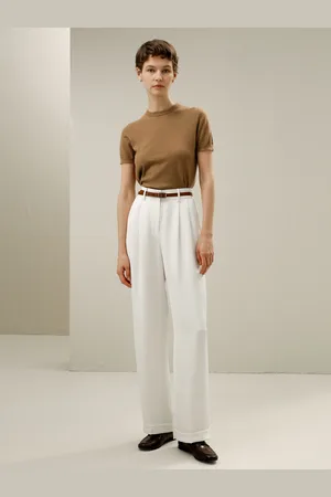 Lilysilk Maglioni In Cashmere Donna Maniche Corte 48S Cashmere Yearn Count Adatto A Molteplici Occasioni Marrone Scuro L