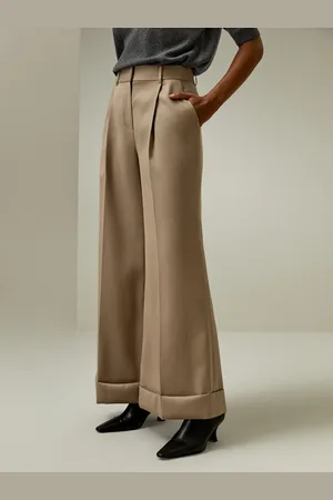 Lilysilk Pantaloni Seta Donna Svasati Retrò Sono Realizzati Misto Seta E Lana Misto Seta E Lana Back To The 90S Cammello 40