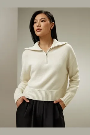 Lilysilk Maglione Ampi Reverscolletto A Scacchieralussuosa Miscela Di Lana Lussuosa Miscela Di Lana Versatile Sito Ufficiale L