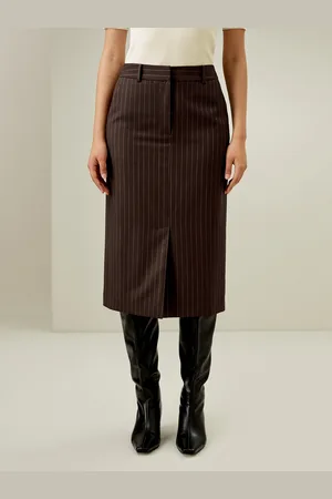Lilysilk Gonna In Seta Midi Orlo Drittocrêpe De Chine Di Seta Crêpe De Chine Di Seta Tasche Posteriori A Filetto Sito Ufficiale Caffè Scuro 38