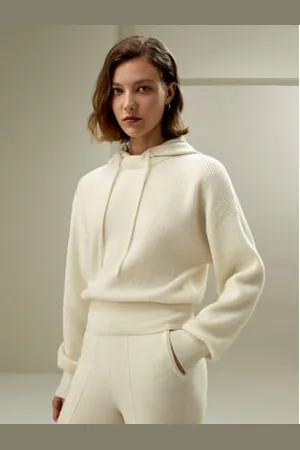 Lilysilk Felpa Con Cappuccio Donna Cappuccio Staccabile Con Bottoni, Collo Rotondo100% Cashmere 100% Cashmere Vestibilità Regolare Morbida L