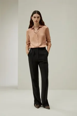 Lilysilk Bluse Di Seta Bottoni In Conchiglia Naturale100% Tessuto Charmeuse Seta 100% Tessuto Charmeuse Seta Bottone Minimale Quarzo Rosa L