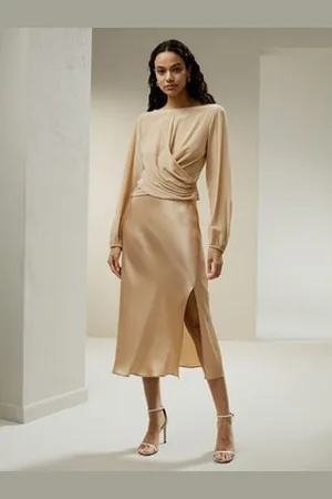 Lilysilk Gonna In Seta Midi Vestibilità Regolareseta Di Gelso Seta Di Gelso Disponibile In Taglia Piccola Cammello Chiaro Piccola 38