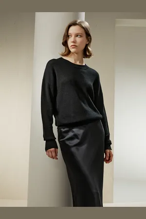 Lilysilk Maglione 100 Lana Donna Girocollo, Spalle Scese Lana Merino Ultra Fine Vestibilità Casual Per Una Giornata Di Svago L