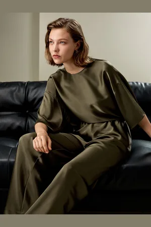 Lilysilk Pantaloni Seta Larghi Traspirante Superleggerolussuoso Tessuto Di Seta Lussuoso Tessuto Di Seta Disponibile In Taglia Piccola Pino Piccola 40