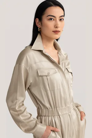 Lilysilk Tuta In Seta Donna Albicocca Banda Elastica, Stile Inconfondibile 100% Seta Pura Dermocompatibile E Traspirante XXL